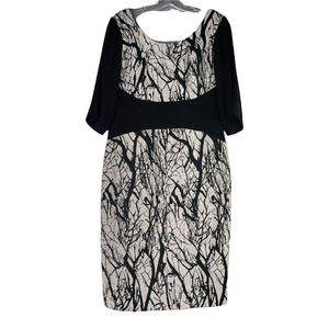 RACHEL ROY Black &White Abstract Tree Branch Sheath Dress Sz 10